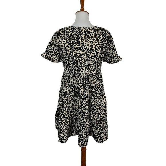 Boohoo Animal Print Ruffle Sleeve Tiered Mini Dress Casual Party 4 - Picture 5 of 10